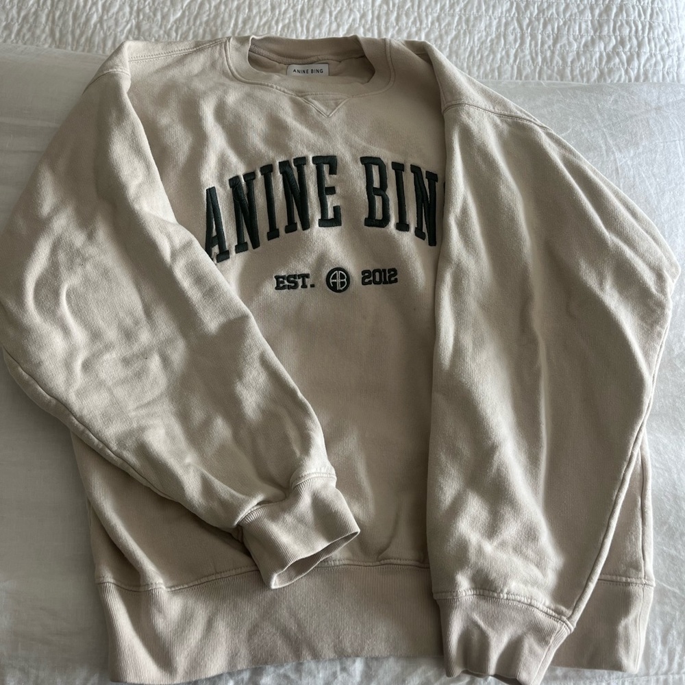 Anine Bing Cream Crew Neck Sweater